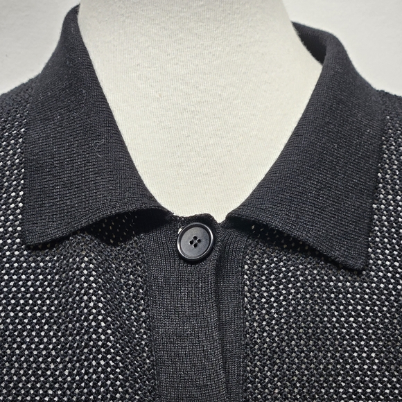 Akris Punto Open Knit Mesh Button-Down Polo Cardigan Top Short Sleeve Old Money - Picture 10 of 13